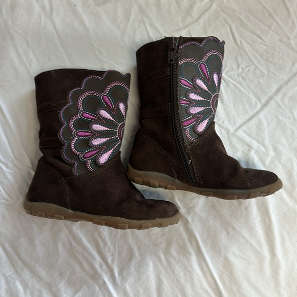 Stride Rite - Brown and Pink Floral Cowboy Boots - Picture 2 of 6